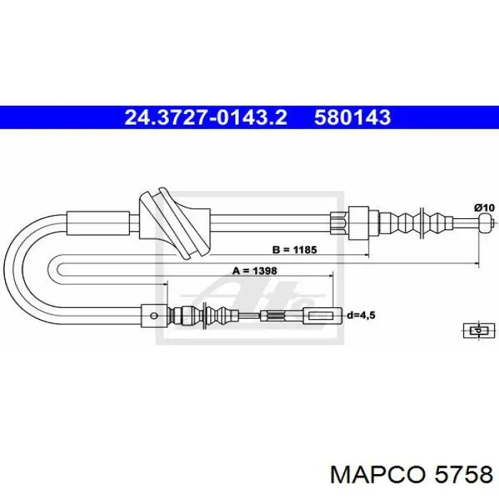Cable de freno de mano trasero izquierdo para Audi 80 (81, 85, B2)