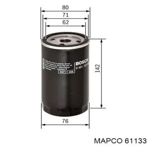 61133 Mapco filtro de aceite