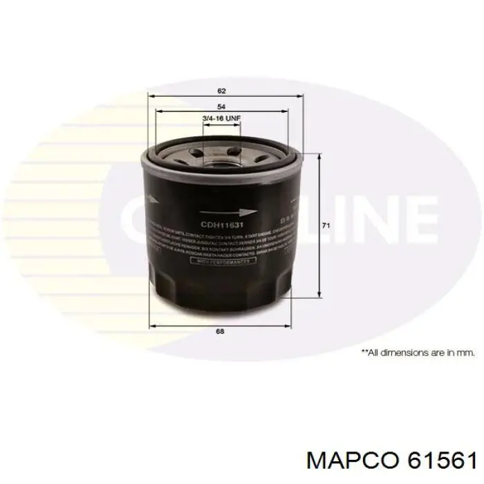 61561 Mapco filtro de aceite