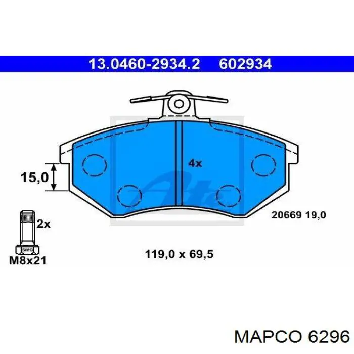 6296 Mapco pastillas de freno delanteras