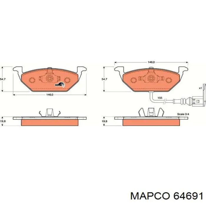 Pastillas de freno delanteras Seat Ibiza 5 KJ1, KJG
