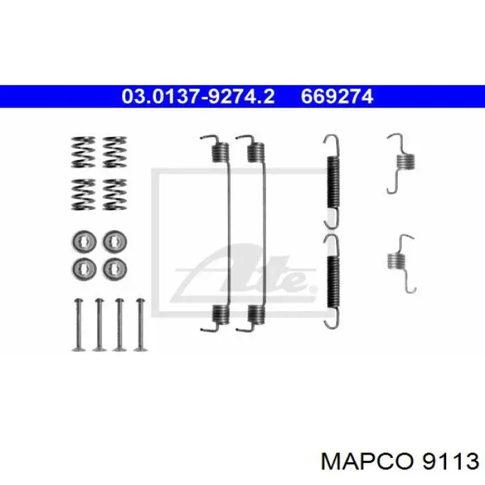 9113 Mapco kit de montaje, zapatas de freno traseras