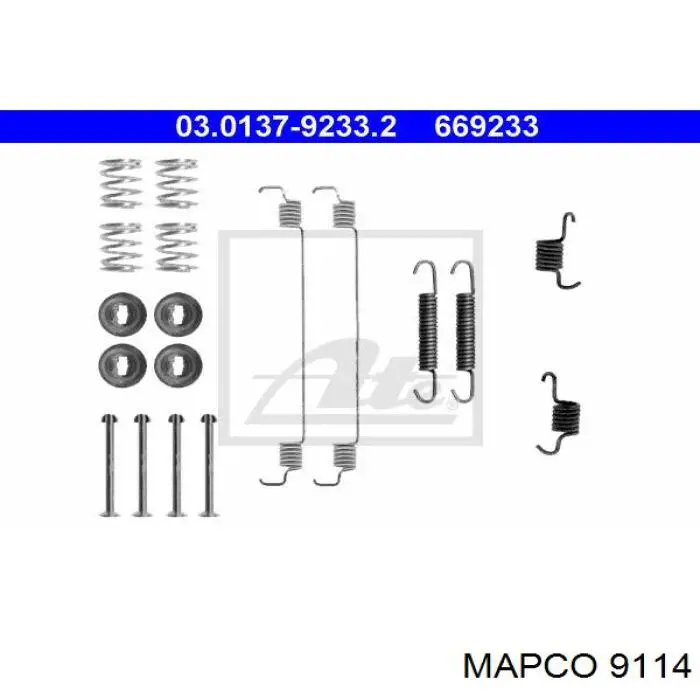 9114 Mapco kit de montaje, zapatas de freno traseras