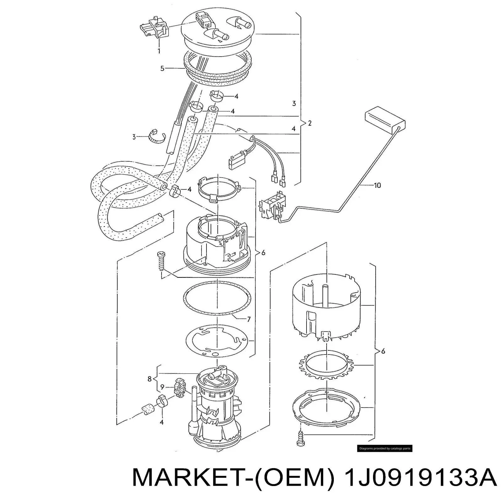 1J0919133A Market (OEM) junta, sensor de nivel de combustible, bomba de combustible (depósito de combustible)