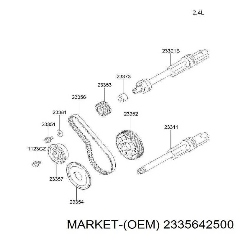 2335642500 Market (OEM) correa dentada, eje de balanceo