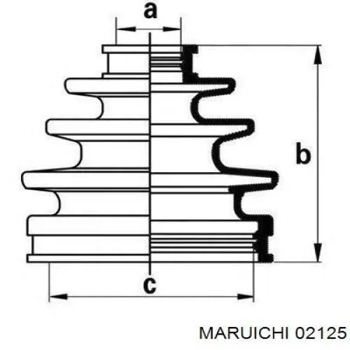 02125 Maruichi-156 fuelle, árbol de transmisión delantero exterior