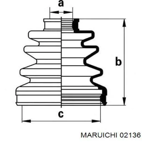 02136 Maruichi-156 fuelle, árbol de transmisión delantero interior