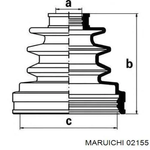 02155 Maruichi-156 fuelle, árbol de transmisión delantero interior