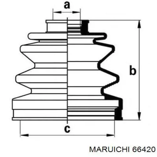 66420 Maruichi-156 fuelle, árbol de transmisión delantero interior