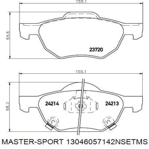 13046057142NSETMS Master-sport pastillas de freno delanteras