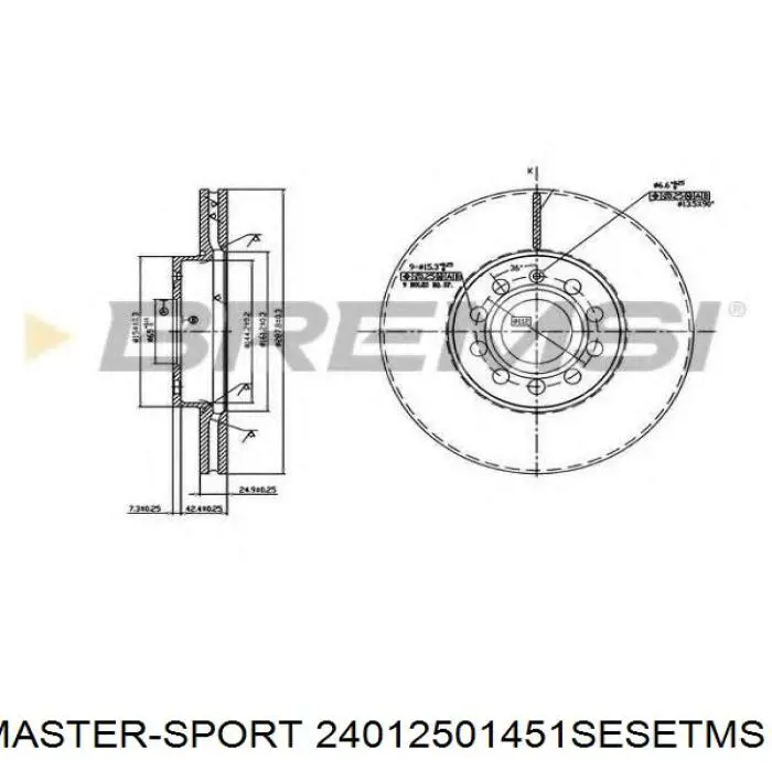 Freno de disco delantero Volkswagen Caddy 2 9K9