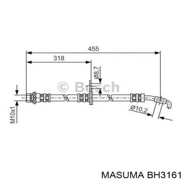 BH3161 Masuma tubo flexible de frenos delantero derecho