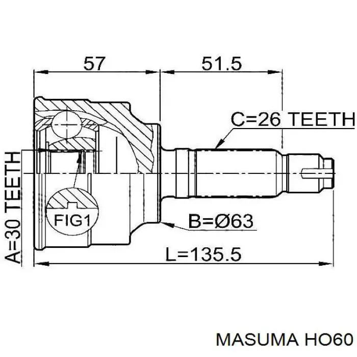 Fuelle de semieje delantero interior GD3622540 Honda