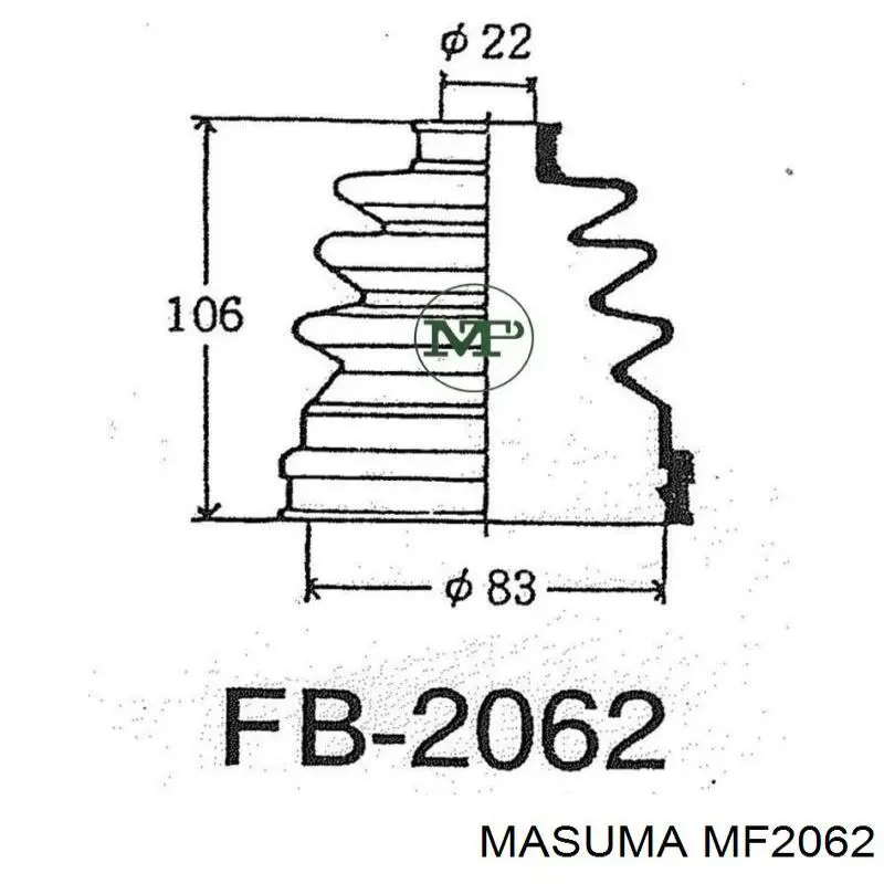 MF2062 Masuma fuelle, árbol de transmisión delantero interior