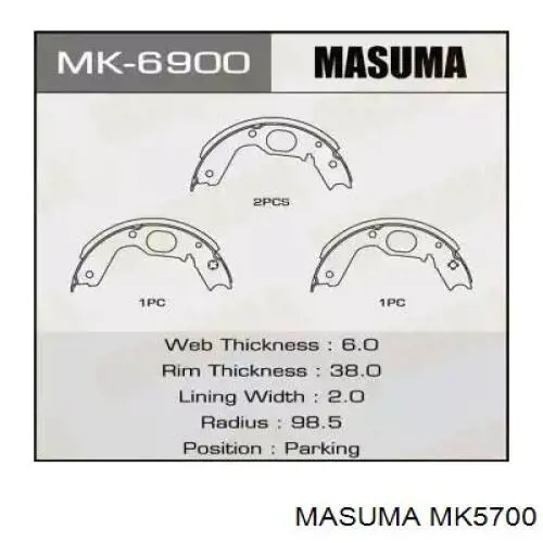 MK5700 Masuma zapatas de freno de mano