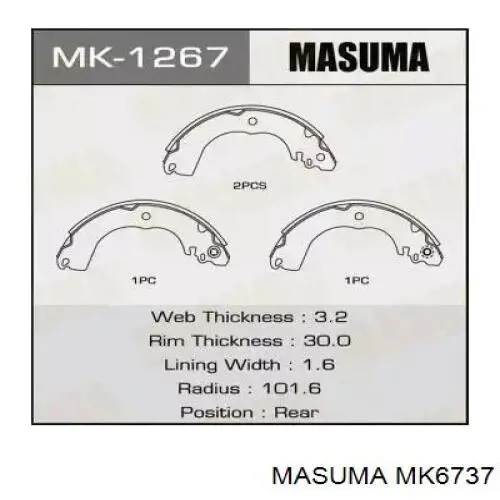 MK6737 Masuma zapatas de frenos de tambor traseras