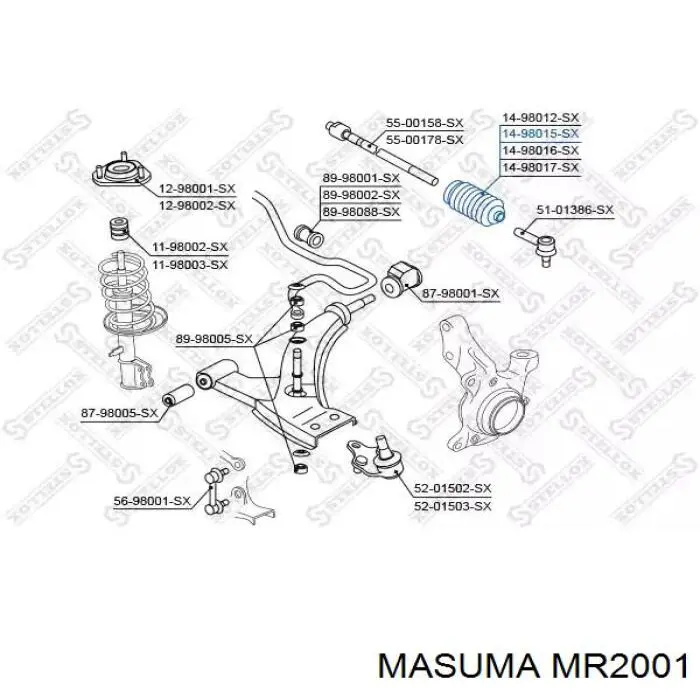 MR2001 Masuma Guardapolvo de dirección derecho (cremallera)
