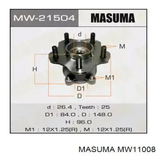 MW11008 Masuma cubo de rueda delantero