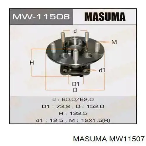 MW11507 Masuma cubo de rueda trasero