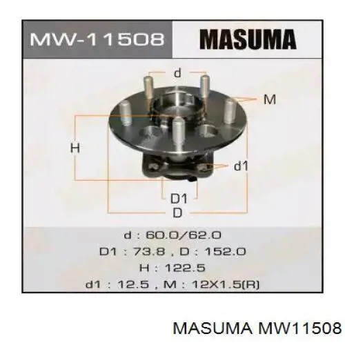 Comprar MW11508 Masuma Cubo de rueda, Eje trasero