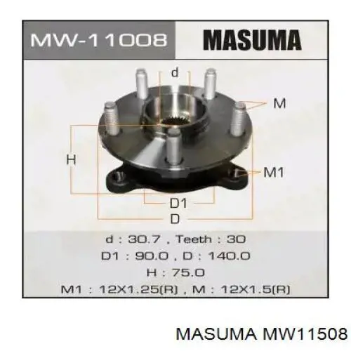 MW11508 Masuma cubo de rueda trasero