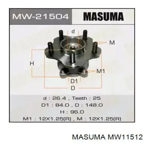 MW11512 Masuma cubo de rueda trasero