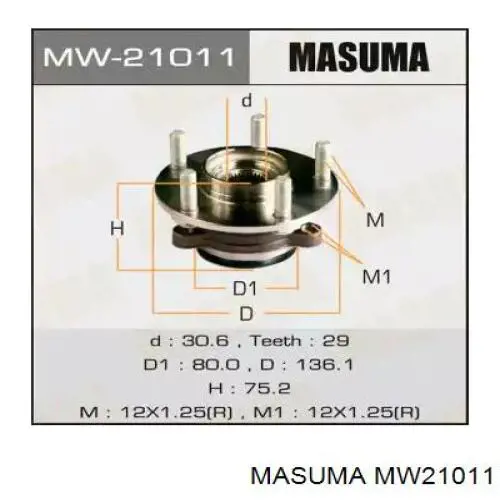 Buje de rueda delantero MW21011 Masuma