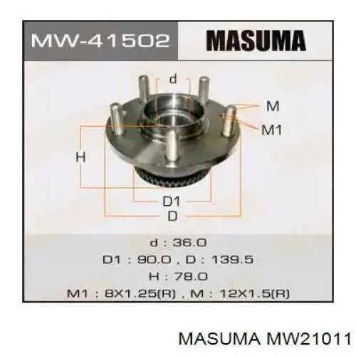 MW21011 Masuma cubo de rueda delantero