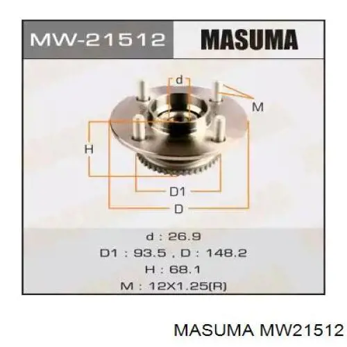 MW21512 Masuma cubo de rueda trasero