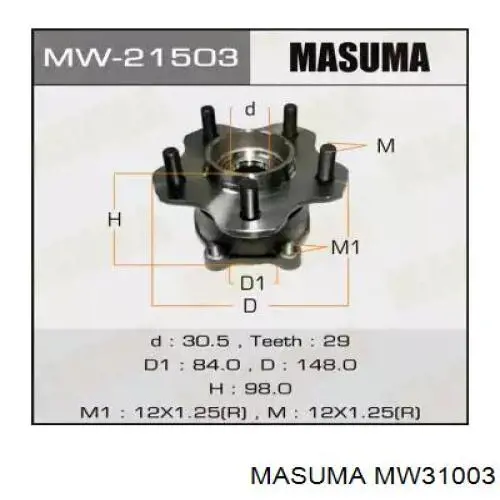 Comprar MW31003 Masuma Bujes de ruedas