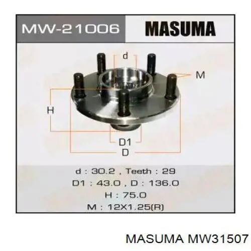 MW31507 Masuma Buje de rueda trasero