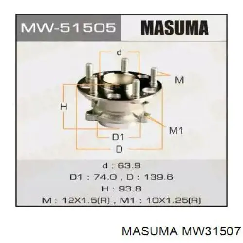 Buje de rueda Masuma MW31507 precio, desde 65,36 EUR