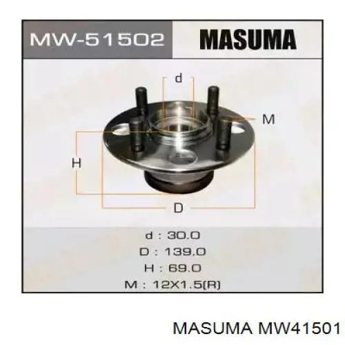MW41501 Masuma cubo de rueda trasero