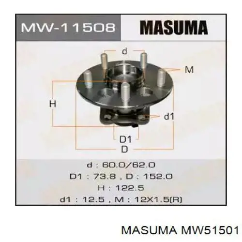 MW51501 Masuma cubo de rueda trasero