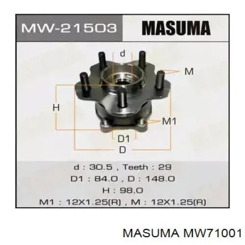 MW71001 Masuma cubo de rueda delantero