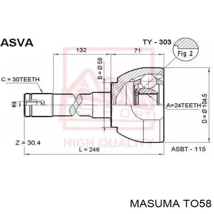 TO58 Masuma junta homocinética exterior delantera