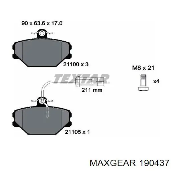 19-0437 Maxgear pastillas de freno delanteras