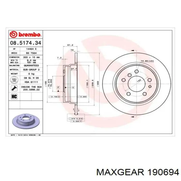 Disco de freno trasero BMW 5 E34