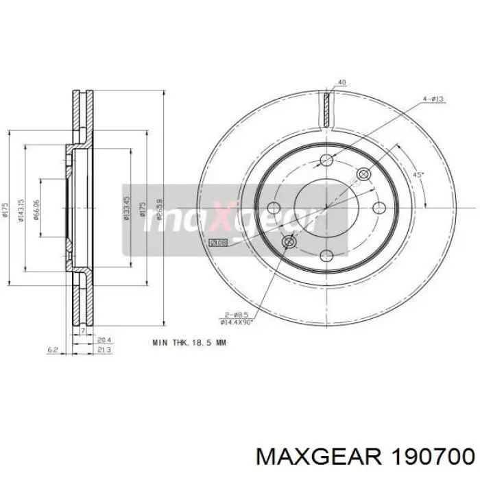 19-0700 Maxgear freno de disco delantero