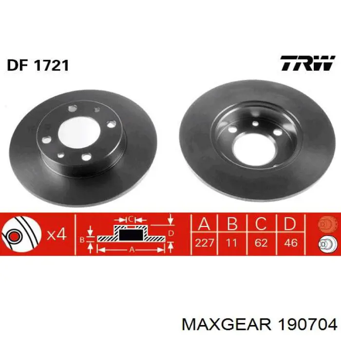 19-0704 Maxgear freno de disco delantero