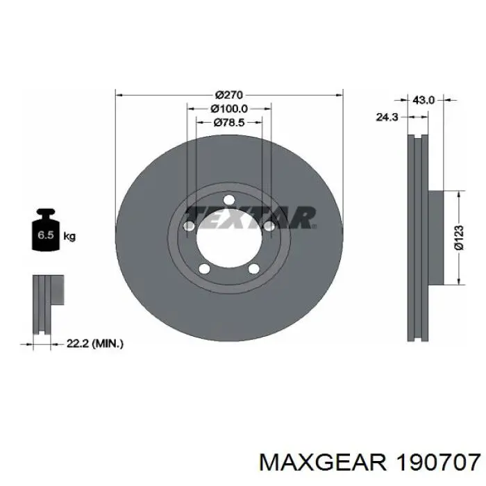 19-0707 Maxgear freno de disco delantero