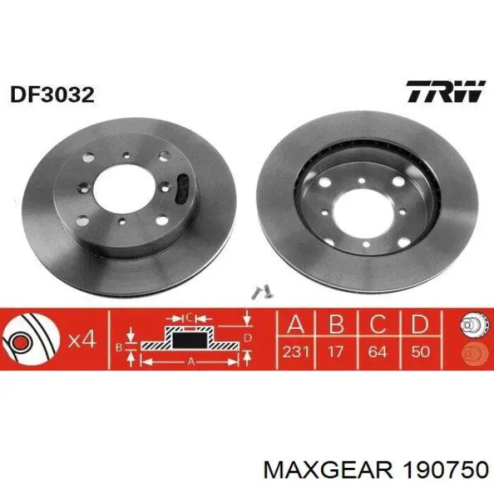 19-0750 Maxgear freno de disco delantero