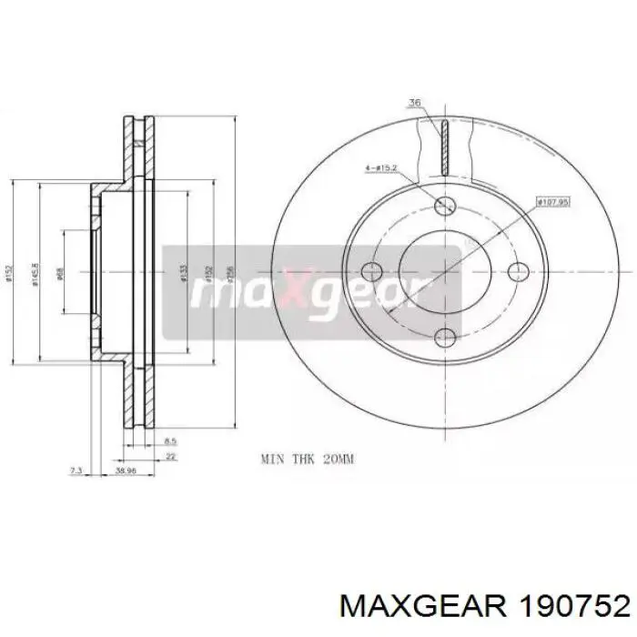 190752 Maxgear freno de disco delantero