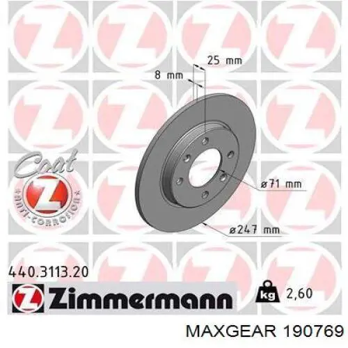 Disco de freno trasero Peugeot 206 2A/C