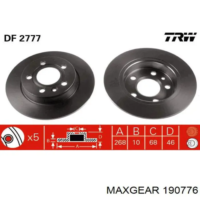 Disco de freno trasero 7MO615601C VAG