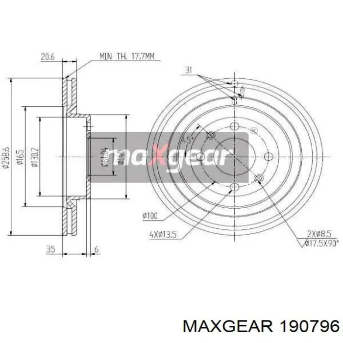 19-0796 Maxgear freno de disco delantero