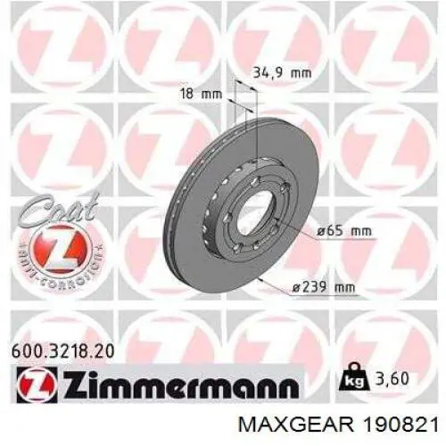 19-0821 Maxgear freno de disco delantero