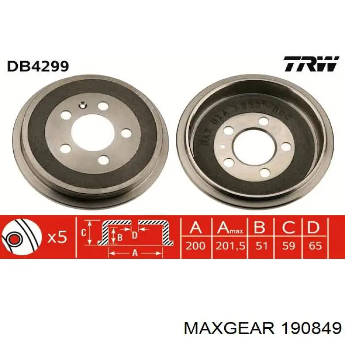 Comprar 190849 Maxgear Tambor de freno trasero