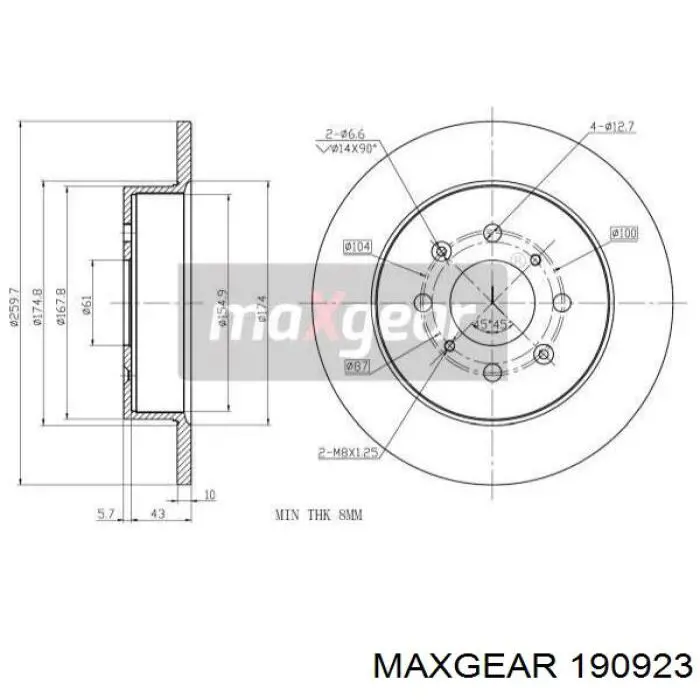 190923 Maxgear Freno de disco trasero