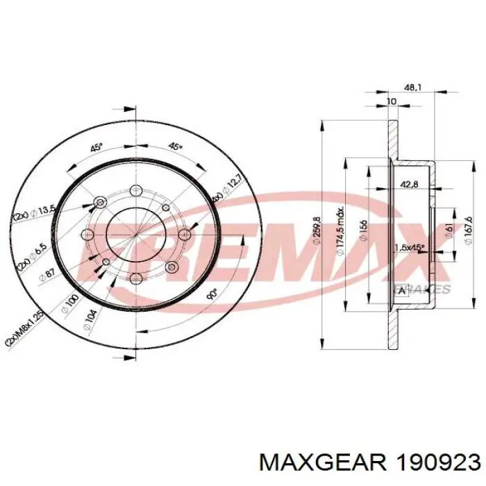 Disco de freno trasero Maxgear 190923 precio, desde 34,35 EUR